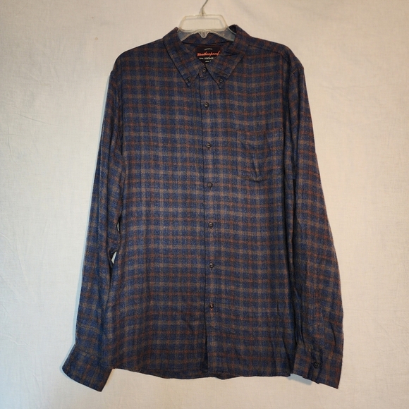 Weatherproof Vintage Shirt Mens 2XL Blue Brown Plaid Flannel Button Down Pocket - Picture 1 of 10